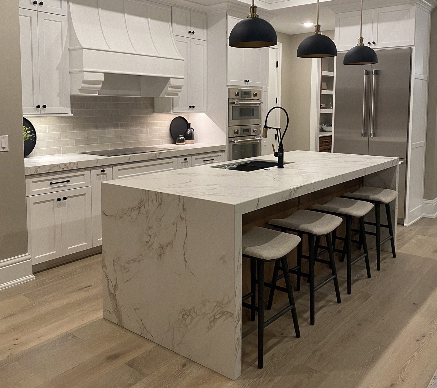 Dekton Entzo waterfall island by Granite Castle